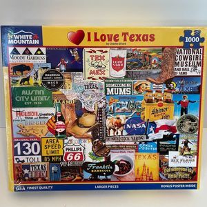 White Mountain ‘I Love Texas’ 1000 Piece Jigsaw Puzzle NEW and Sealed